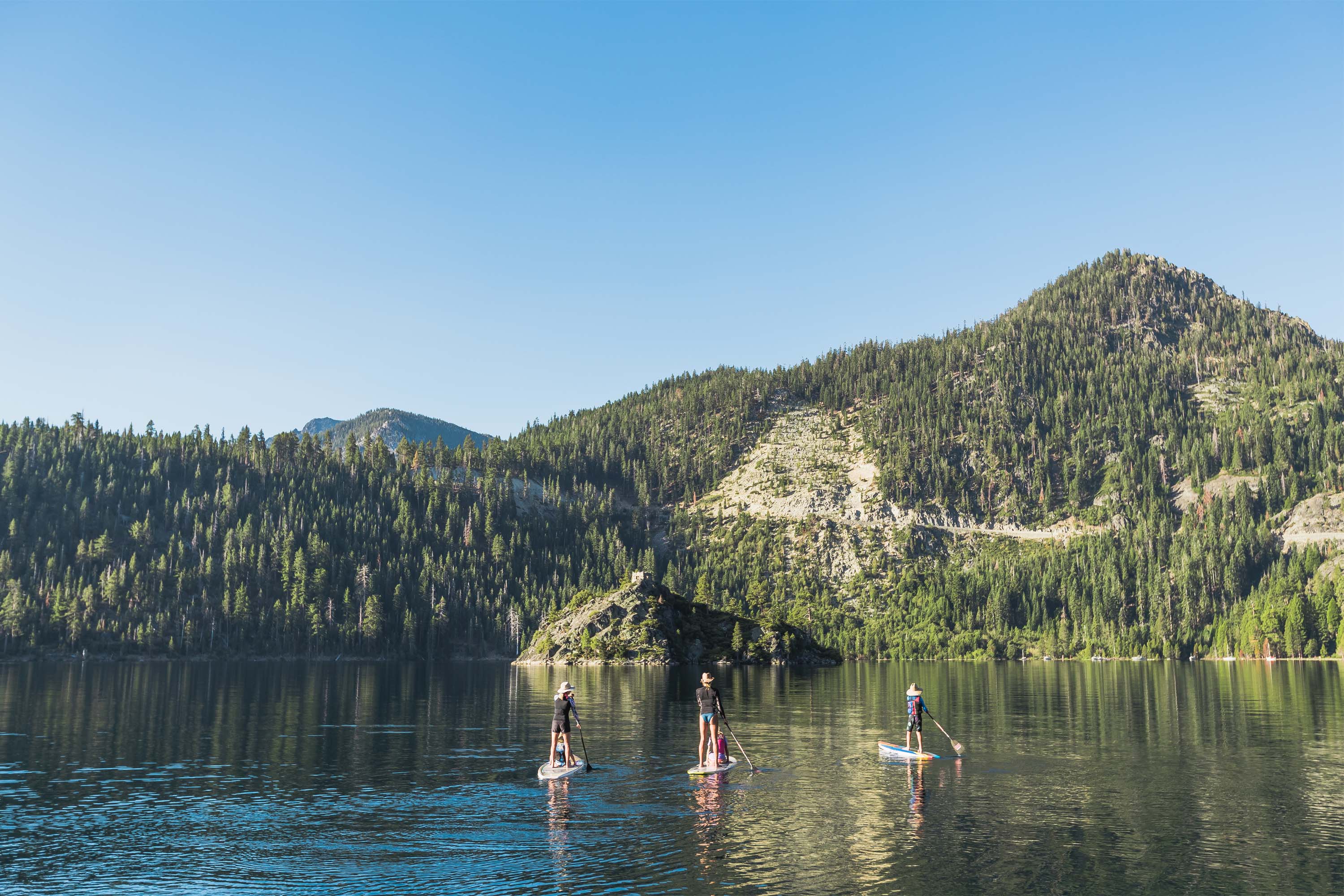 Paddleboarding in Emerald Bay