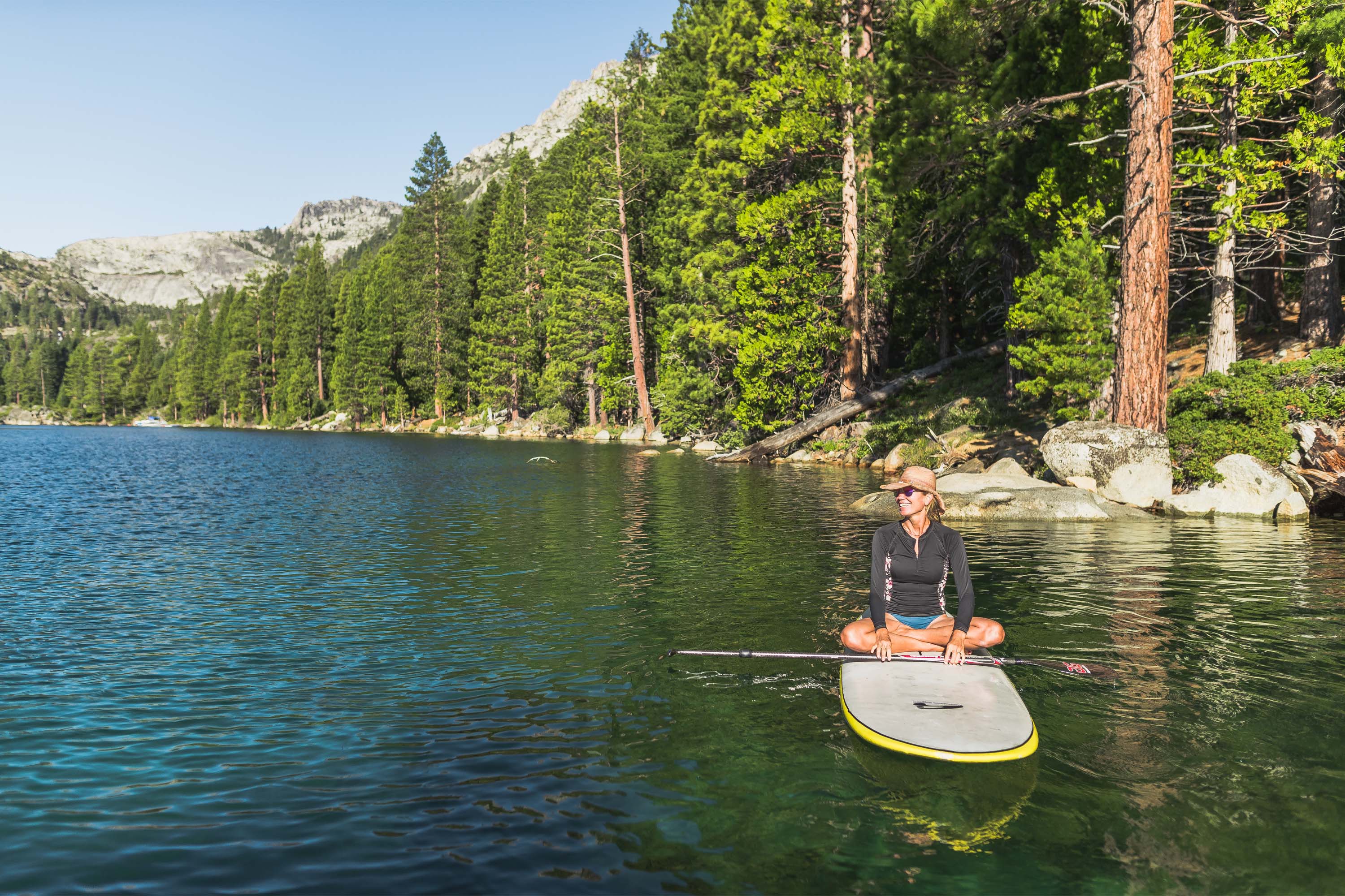 Paddleboarding in Emerald Bay