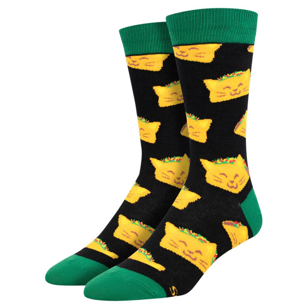 Socksmith Men's Cat Taco Socks BLACK