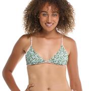 Eidon Women's Mila Fixed Triangle Reversible Tiny Blooms Bikini Top Swimsuit