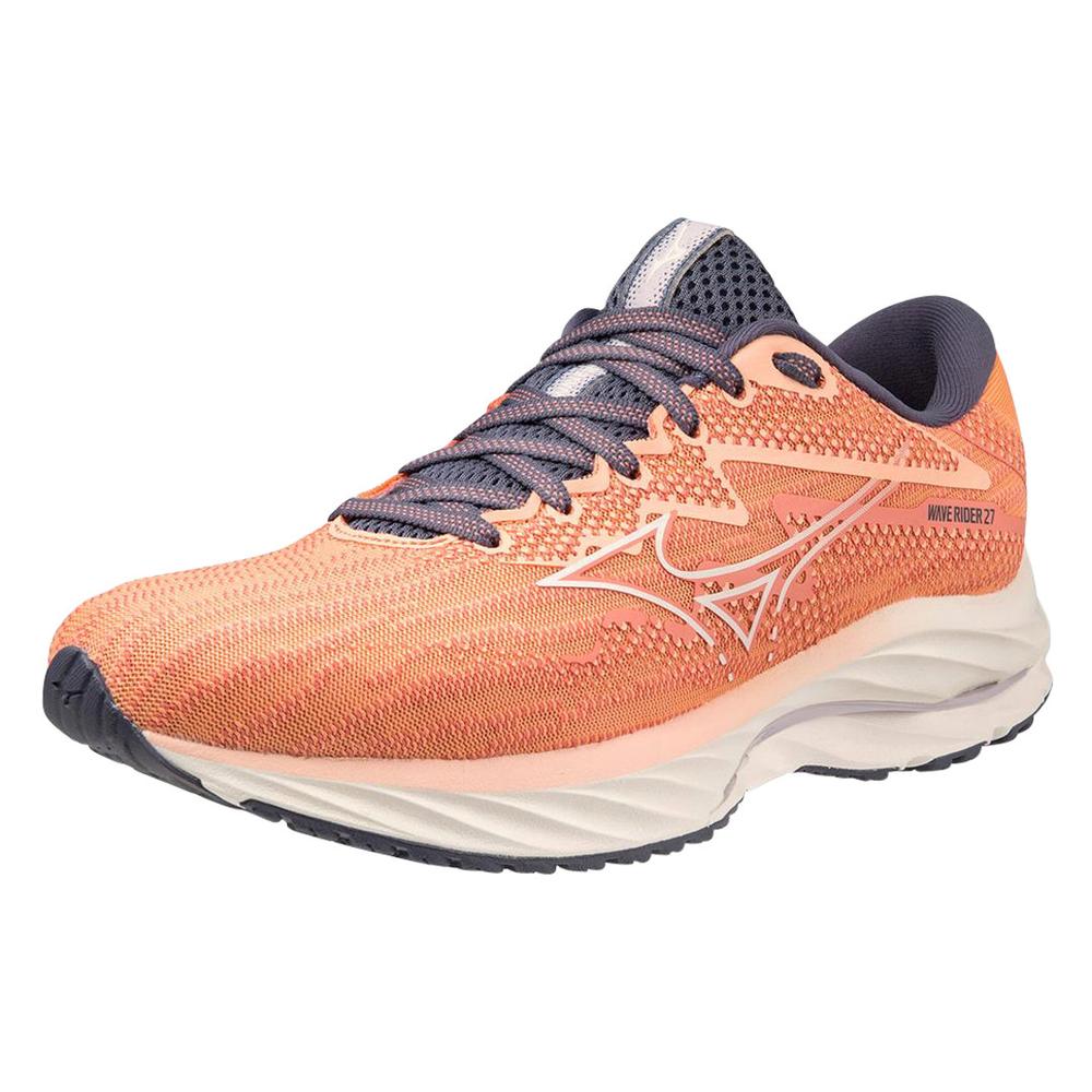 Mizuno Women's Wave Rider 27 Running Shoes CORALREEFSNOWWHITE