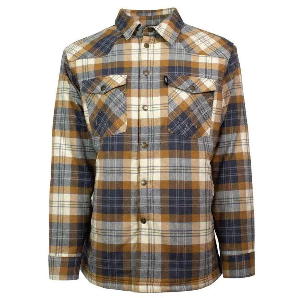  Hooey Men's Flannel Jacket - Tan Plaid Pattern W/Cream Sherpa