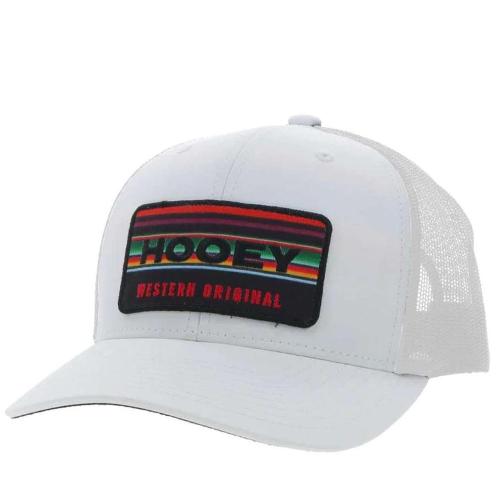 Hooey Horizon White Hat W/Serape/Black Patch