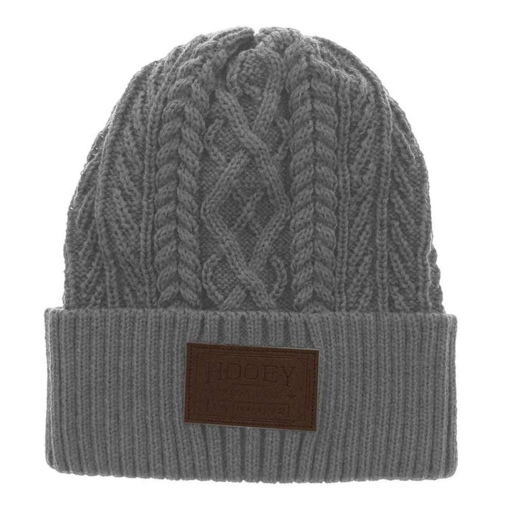  Hooey Women's Grey Beanie W/Leather Patch