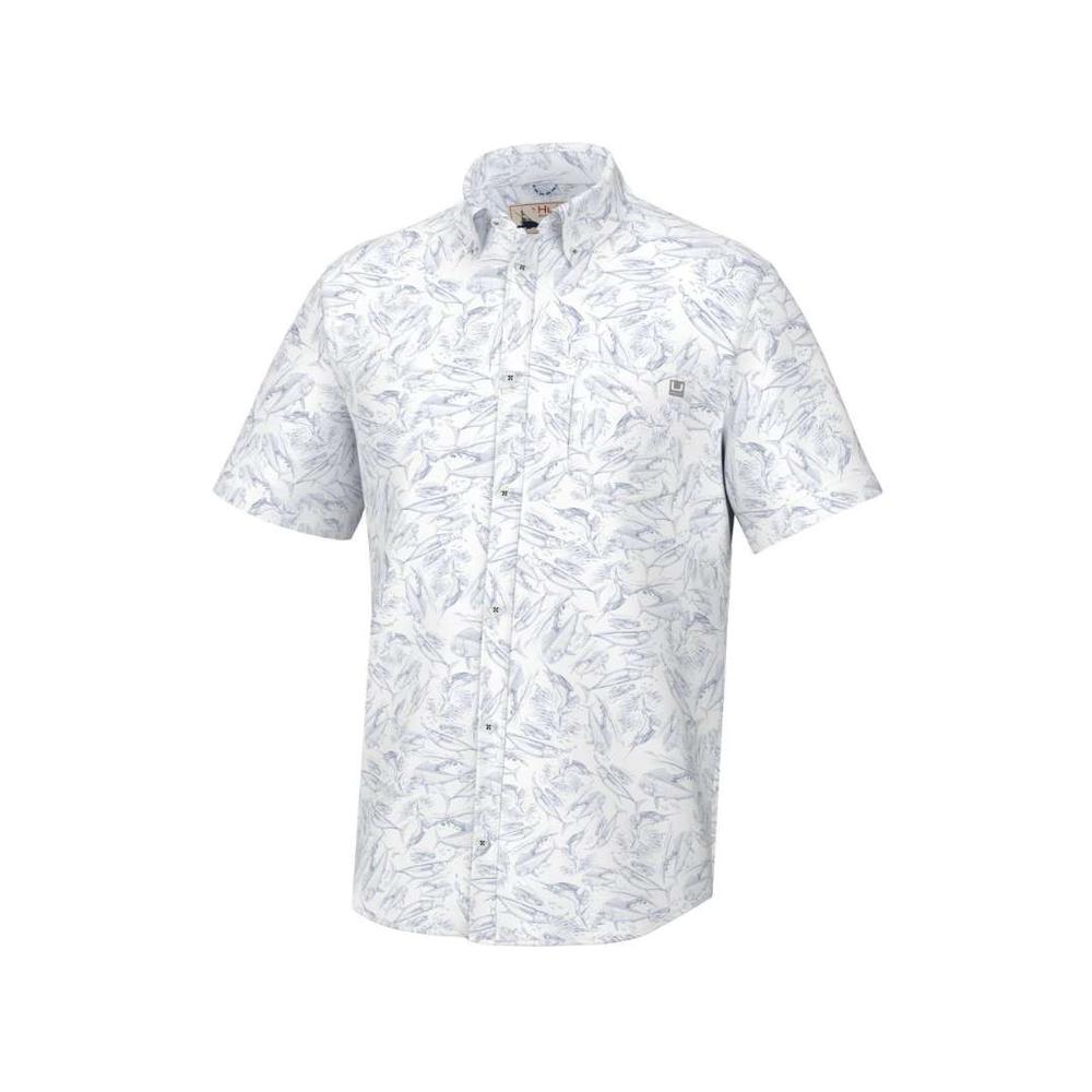 Huk Men's KC Kona Fish Chaos Shirt WHITE