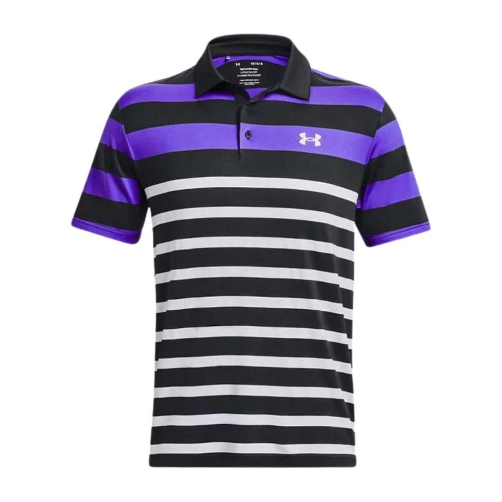 Under Armour 24 UA Playoff 3.0 Stripe Polo BLACKELECTRICPURPLEWHITE