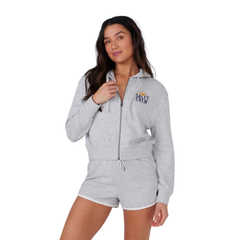 Salty Crew Women's Cruisin Crop Front Zip Hoody ATHLETICHEATHER