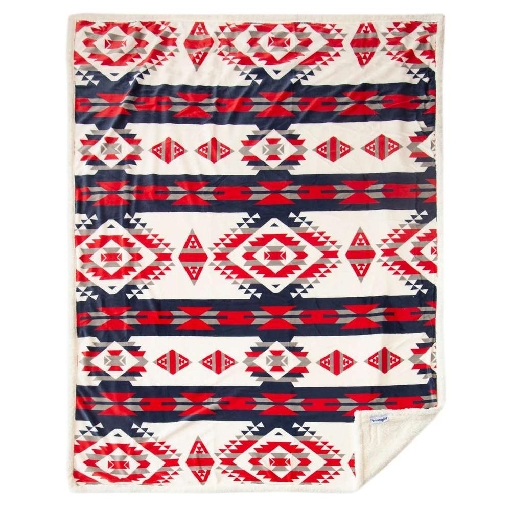  Carstens Wrangler Red White & Blue Southwest Plush Throw Blanket 56x68 