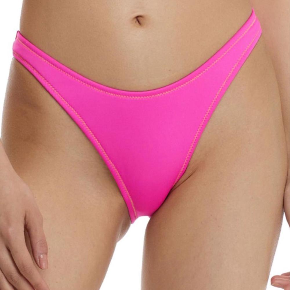 Body Glove Women's '80s Throwback Straight Up Bikini Bottom FLAMINGOPINK