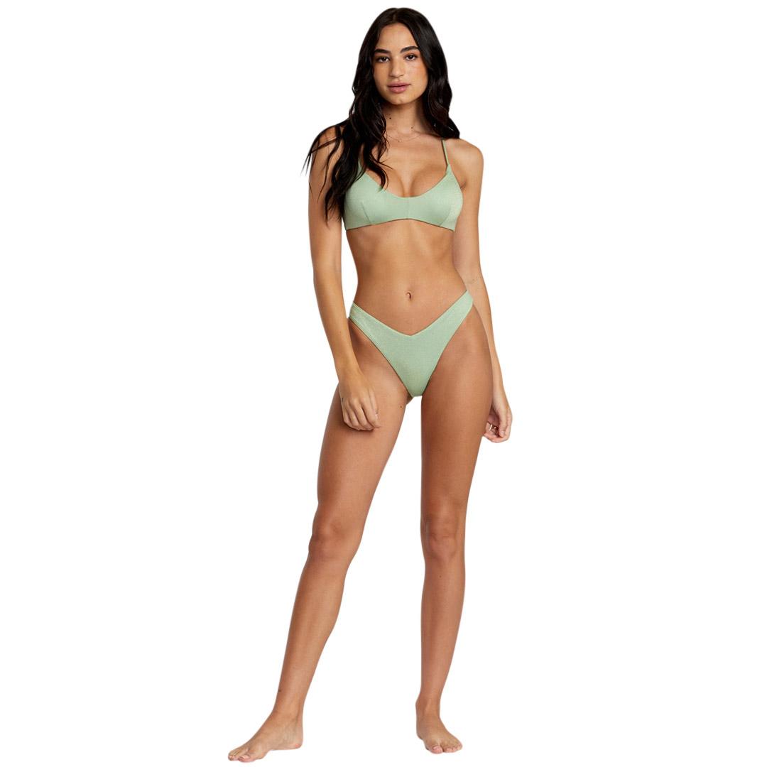 RVCA Women's Solid Lurex High Leg Bikini Bottoms